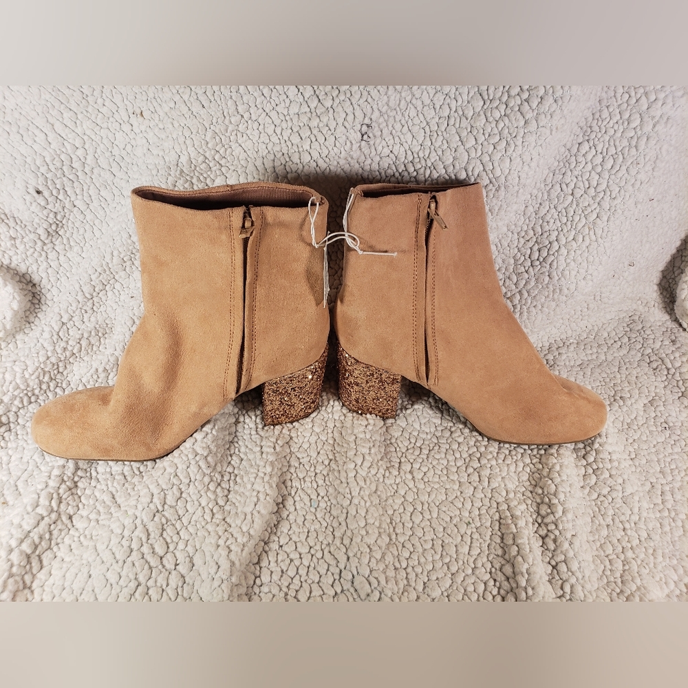 Brand new Sueded Block Heel Boots in blush & glitter by old navy